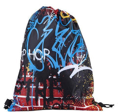 GRAFFITI PRINT DRAWSTRING BACKPACK 16 x 13" LLB Backpack