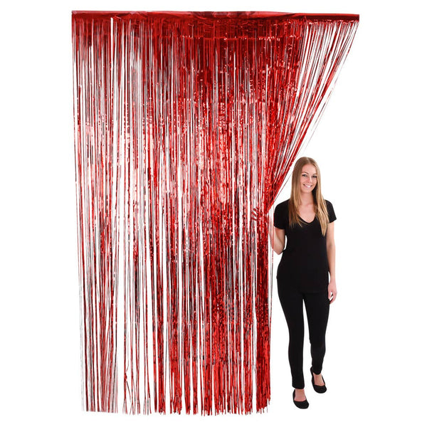 RED FOIL FRINGE CURTAIN 36