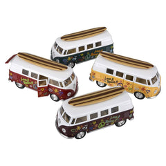 5" Diecast Pull Back 1962 VW Bus/Surfboard