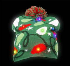 CHRISTMAS BULB LIGHT-UP BEANIE HAT