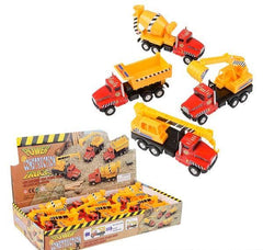 5.25" Pull Back Construction Trucks - 12/DISP - Car Toys