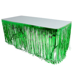 GREEN METALLIC FRINGE TABLE SKIRT 144"X30" LLB kids toys