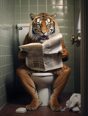 Tiger on Toilet Canvas Wall Art print