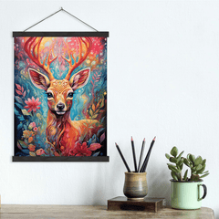 Vibrant Deer Fantasy Canvas Wall Art Print