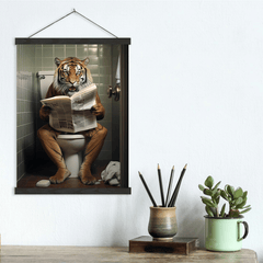 Tiger on Toilet Canvas Wall Art print