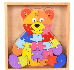 9" x 8.25" WOODEN BEAR LETTER PUZZLE LLB Puzzle