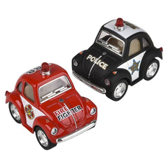 2" VW Mini Police & Firefighter Cars - Kids Toys