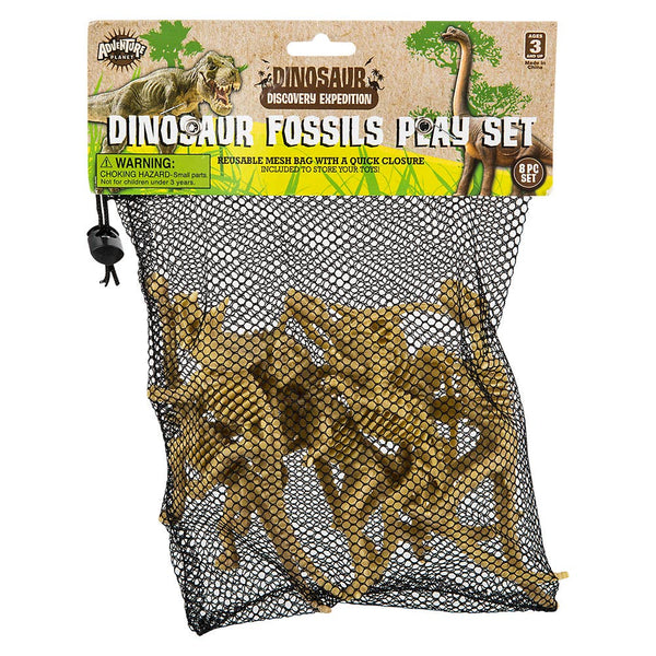 8PC MESH BAG DINOSAUR FOSSIL ASSORTMENT LLB kids toys