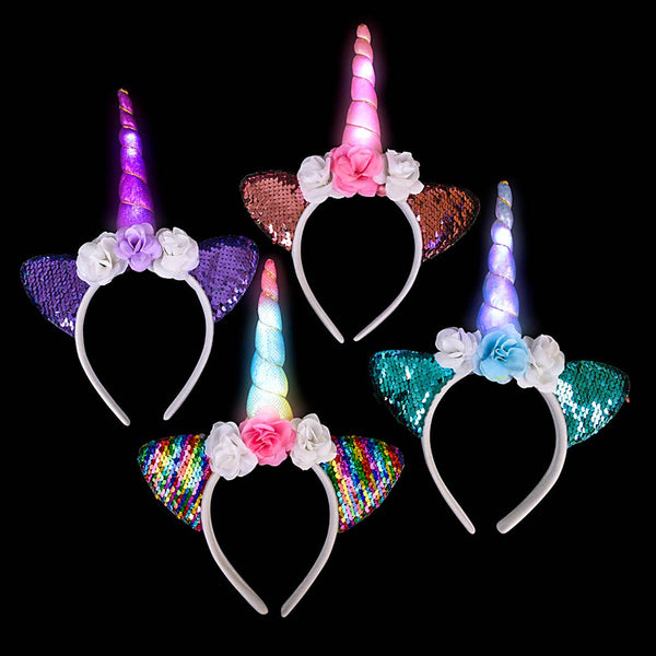 LIGHT-UP UNICORN FLOWER HEADBAND LLB Light-up Toys