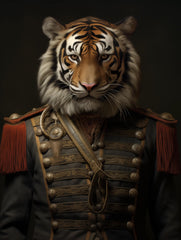 Tiger in Uniform Canvas Wall Art Print Poster