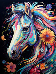 Whimsical Floral Horse Canvas Wall Art Print