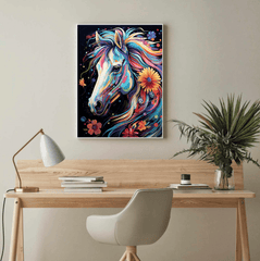 Whimsical Floral Horse Canvas Wall Art Print