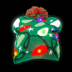 CHRISTMAS BULB LIGHT-UP BEANIE HAT