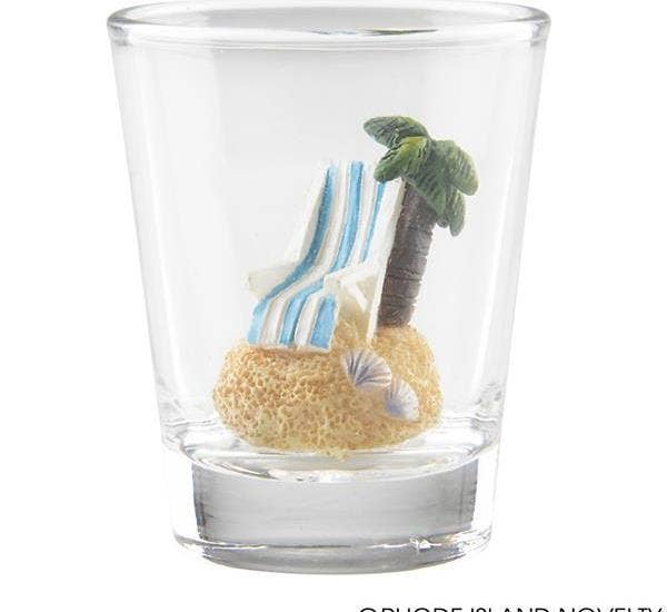 BEACH CHAIR WITH PALM TREE DECORATIVE SHOT GLASS  kids toys