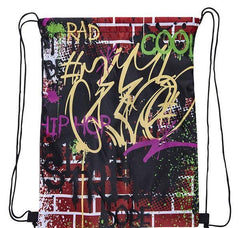 GRAFFITI PRINT DRAWSTRING BACKPACK 16 x 13" LLB Backpack