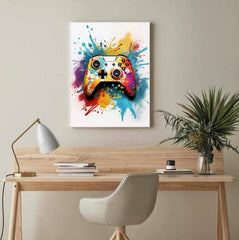 xbox Controller White Paint Splatter Canvas Wall Art Print