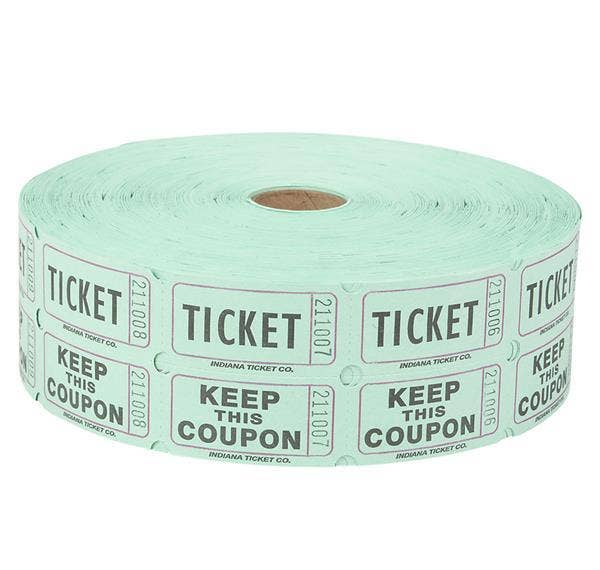 DOUBLE ROLL TICKET GREEN -2000/ROLL LLB kids toys