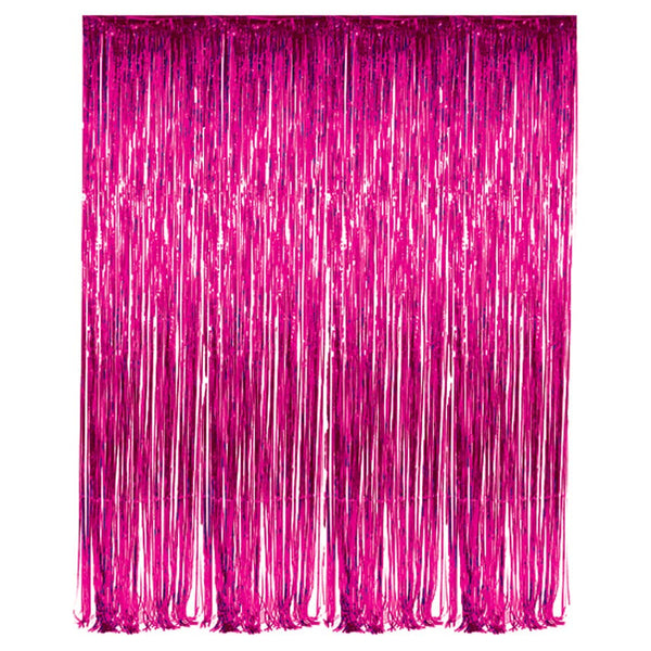 FUSHIA FOIL FRINGE CURTAIN 36