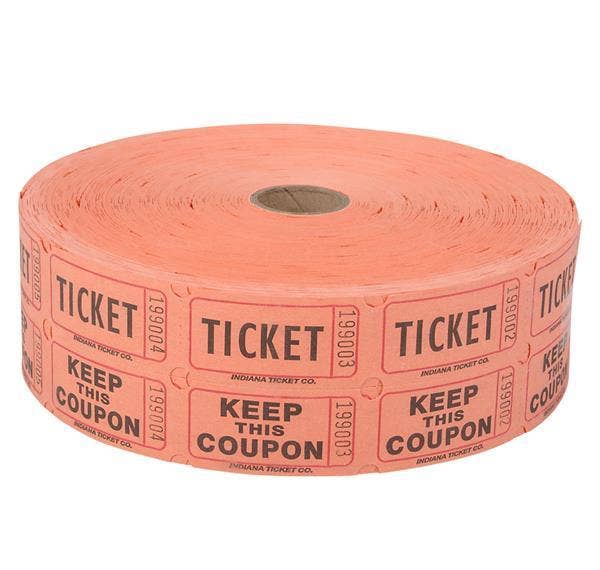 DOUBLE ROLL TICKET ORANGE -2000/ROLL LLB kids toys