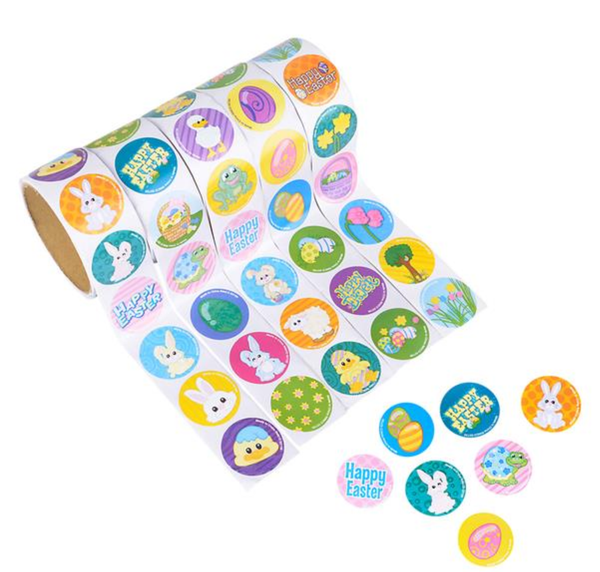 EASTER STICKER ROLL ASSORTMENT (500PCS/UNIT) LLB Sticker