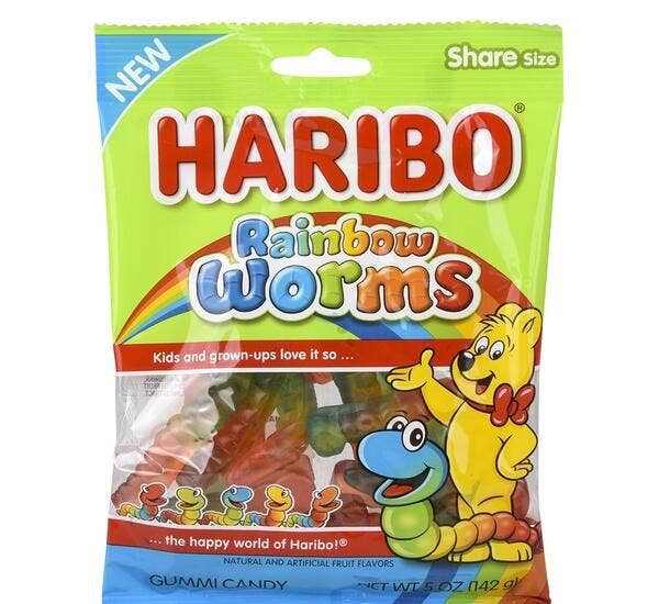 PEG BAG HARIBO RAINBOW WORMS 5oz LLB Candy