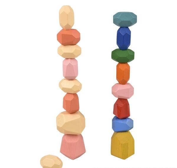 10PCS WOODEN BALANCING STONES LLB kids toys