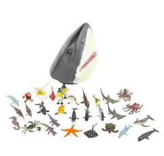 24 PC AQUATIC ANIMAL SET WITH SHARK HEAD CASE LLB kids toys