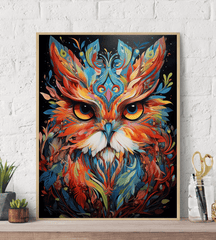 Vibrant Owl Fantasy Canvas Wall Art Print