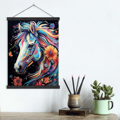 Whimsical Floral Horse Canvas Wall Art Print