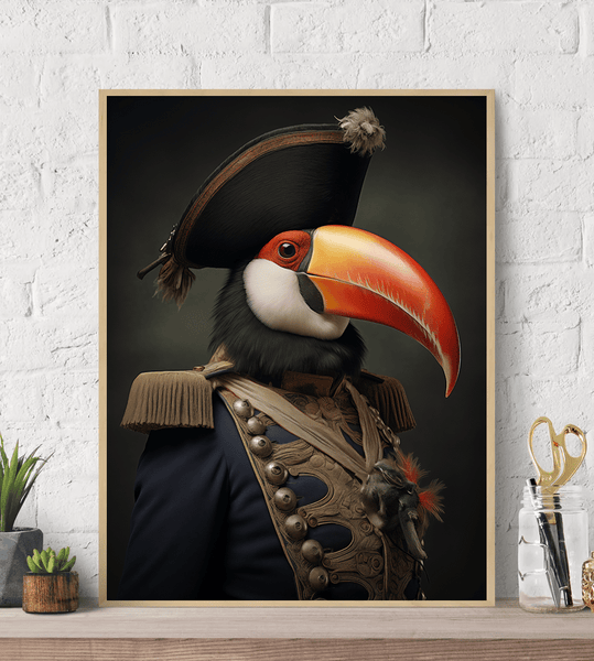 Toucan in Uniform Canvas Wall Art Print Poster