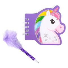 3.5" UNICORN NOTEBOOK WITH FEATHER PEN LLB Stationary