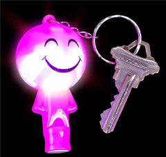 2" LIGHT-UP SMILEY FACE WHISTLE KEYCHAIN LLB Light-up Toys