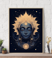 Space Mystical Buddah Meditation Canvas Wall Art Print