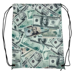 MONEY PRINT DRAWSTRING BACKPACK 16 x 13" LLB Backpack