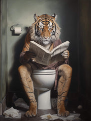 Tiger on Toilet Canvas Humor Wall Art print