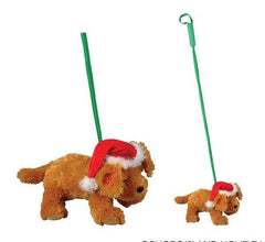 11" CHRISTMAS PET DOG W/LEASH LLB Plush Toys