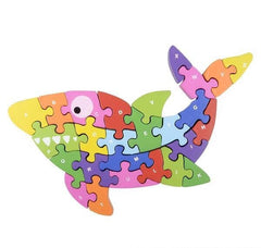 10.25" x 6.5" WOODEN SHARK LETTER PUZZLE LLB Puzzle