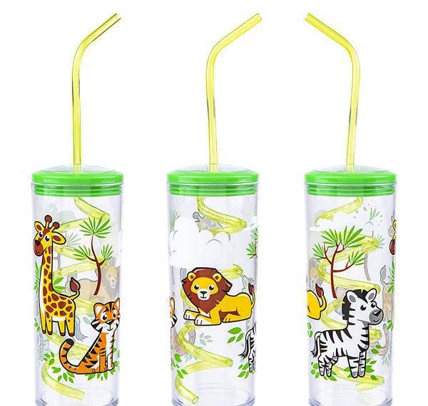 11oz SAFARI CUP WITH TWISTY STRAW LLB kids toys