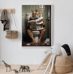 Tiger on Toilet Canvas Wall Art print