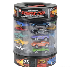 25PC DIE-CAST CAR SET IN TIRE CARRYING TUB LLB Car Toys