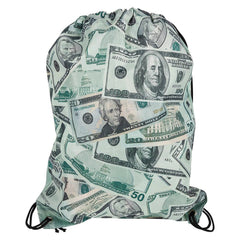 MONEY PRINT DRAWSTRING BACKPACK 16 x 13" LLB Backpack