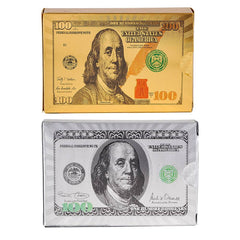 GOLD AND SILVER FOIL $100 BILL PLAYING CARDS LLB kids toys