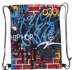 GRAFFITI PRINT DRAWSTRING BACKPACK 16 x 13" LLB Backpack