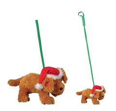 11" CHRISTMAS PET DOG W/LEASH LLB Plush Toys