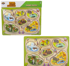 11.75" x 10.25" 6PC CHUNKY BUILD A ZOO PUZZLE LLB Puzzle