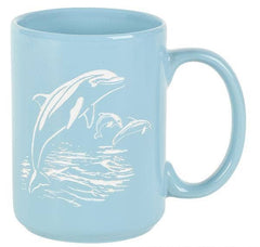 ETCHED BLUE DOLPHIN & WHITE MUG LLB kids toys