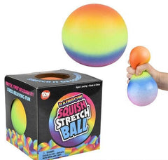 4" SQUISH AND STRETCH RAINBOW GUMMI BALL LLB Squishy Toys