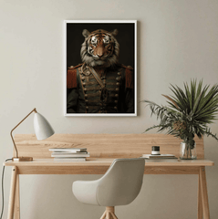 Tiger in Uniform Canvas Wall Art Print Poster