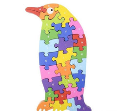 10.25" x 7.25" WOODEN PENGUIN LETTER PUZZLE LLB Puzzle