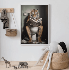 Tiger on Toilet Canvas Humor Wall Art print